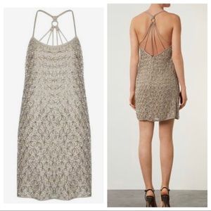 TOPSHOP hexagon beaded slip dress cocktail nude 2